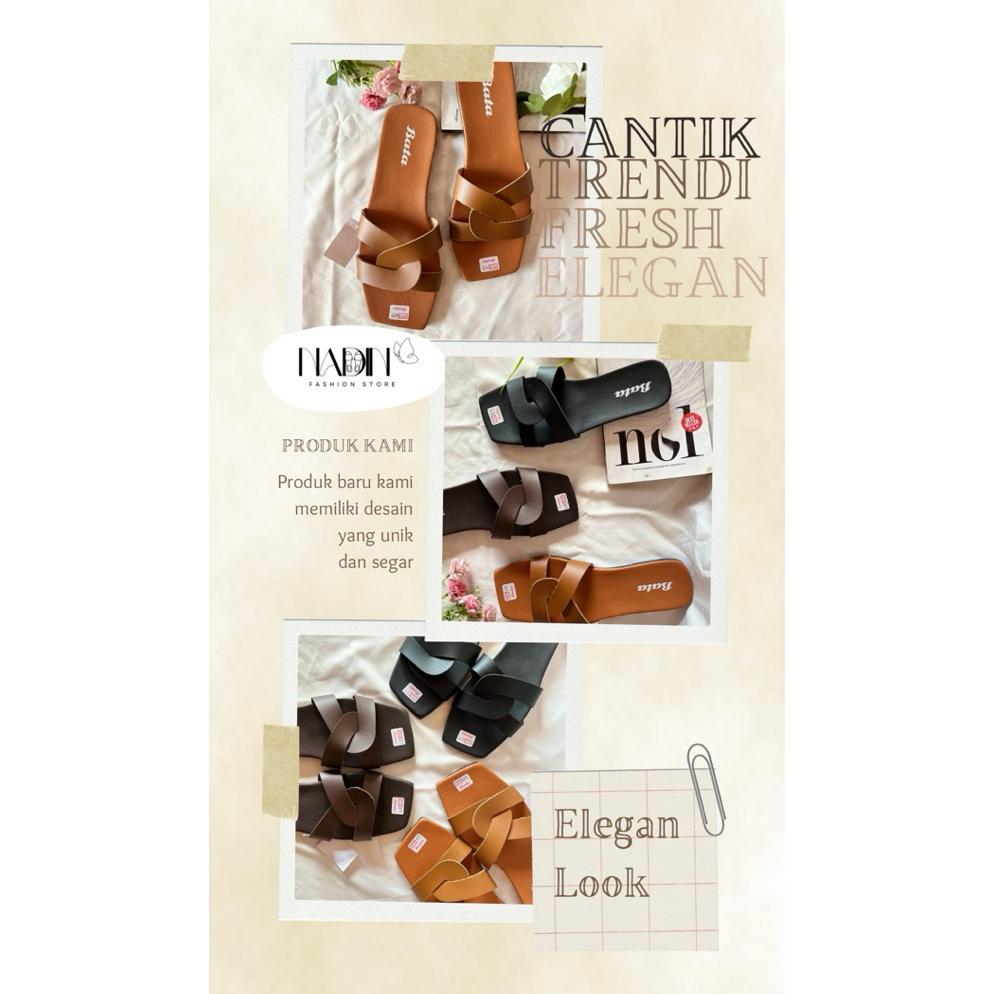 BEST SELLER SANDAL SELOP TEPLEK WANITA BATA  ELEGAN MODIS ANTI SLIP SANDAL FLAT KEKINIAN CANTIK VIRA