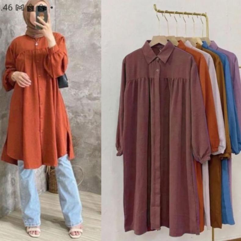 KEMEJA TUNIK LONG DRESS CRINKLE AIRFLOW//SHAKIRA TUNIK LONG TOP SELLER