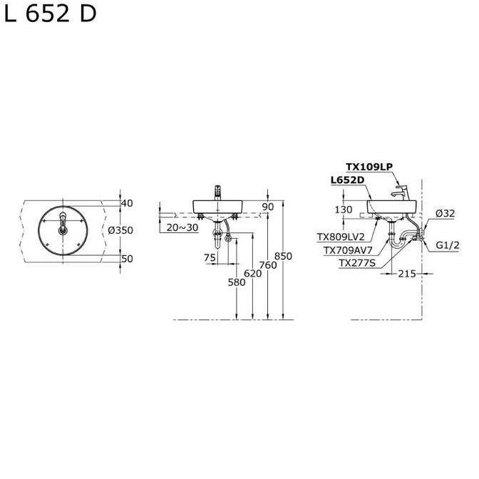 Wastafel meja TOTO L652D (Varian) /Wastafel TOTO L652D (Ojek instan)
