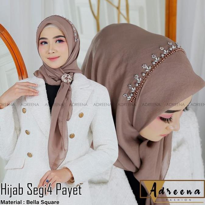 DI149 - HIJAB SEGI EMPAT PAYET MUTIARA / KERUDUNG SEGI EMPAT PAYET BANDO TERBARU