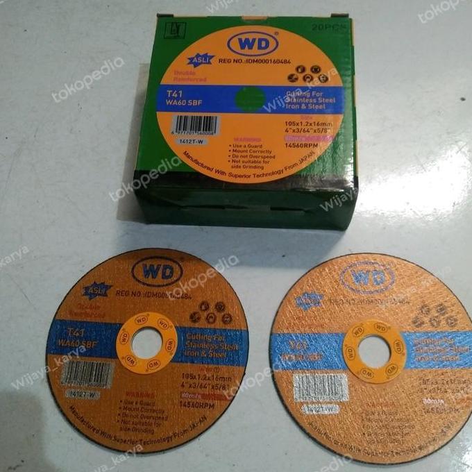 WD potong 4" gerinda, mata gerinda potong besi / 1 dus isi 20 pcs