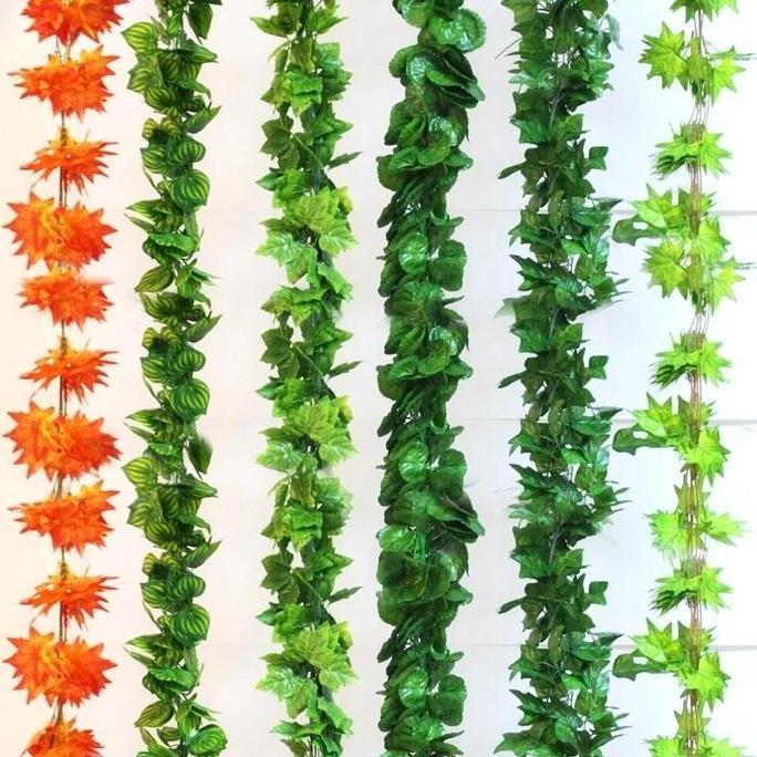 Daun Rambat Palsu Artificial Plastik Sulur Daun Imitasi Daun Hias Tanaman Gantung Hijang Sintetis Pa