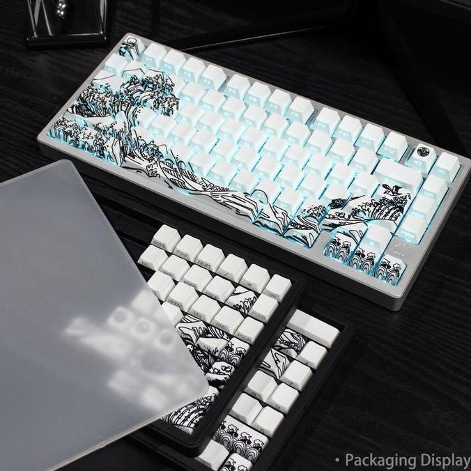 TERLARIS - Keycaps PBT Double Shot OEM Profile Ukiyo White Shine Through Front Side
