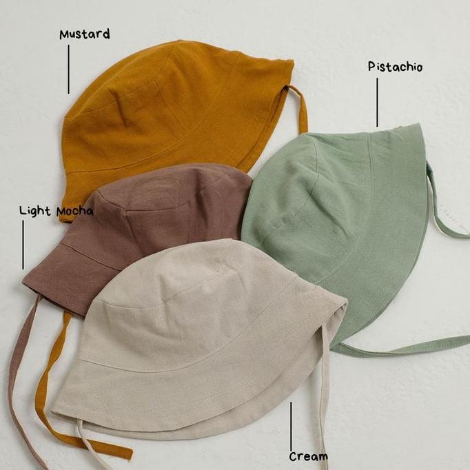 LA190 >> Topi Bucket Hat Anak Linen / Fashion