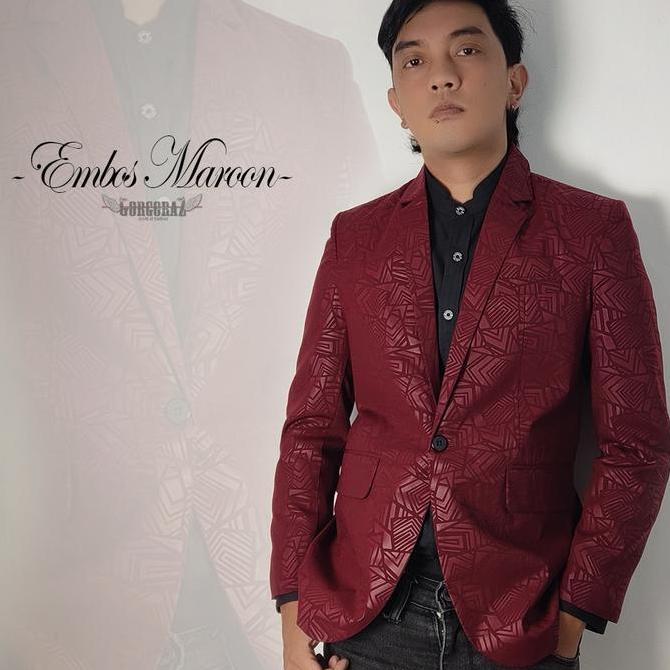 [NEW ARRIVAL] / gorgoraz jas pria blazer pria batik keren merah maroon hitam sage navy embos bunga s
