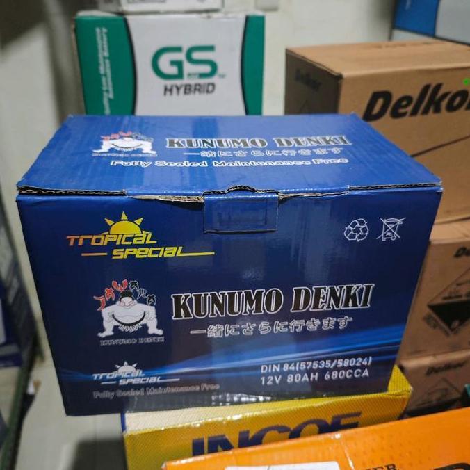 AKI BATERAI KERING KUNUMO DENKI 57535/DIN84  LN3  REBORN DIESEL MERCY 80AH GARANSI 1 TAHUN