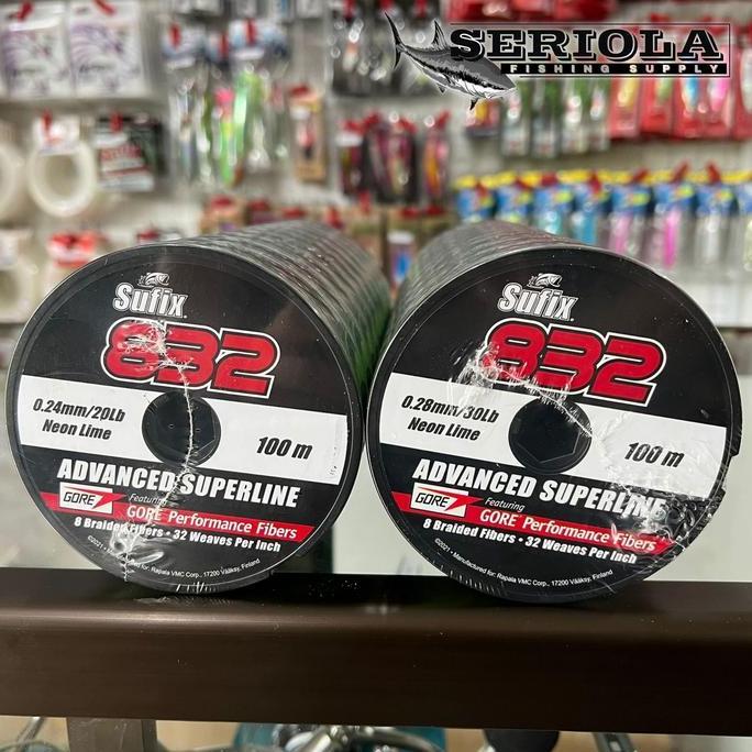 PE SUFIX 832 X8 NEON LIME ADVANCED SUPERLINE 100M 20lb 30lb 40lb