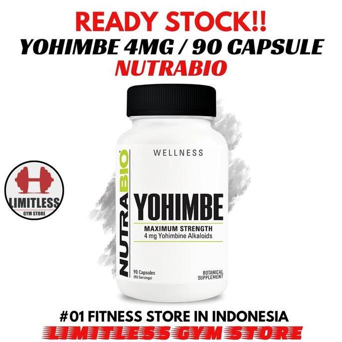 NutraBio Yohimbe 90 Kapsul Kecepatan Maksimum 4mg Yohimbine Alkaloid - Pembakar Lemak & Dukungan Met