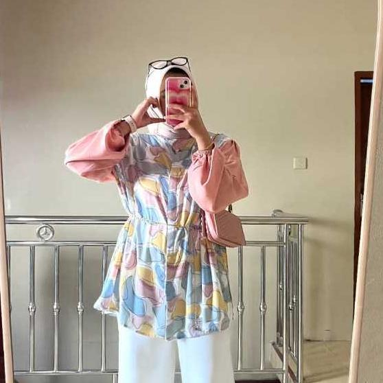 Tunik Jumbo Kekinian Terbaru 2021 Atasan Wanita Muslim Big Size FREE MASKER XL XXL XXXL 4L 5L ld 110