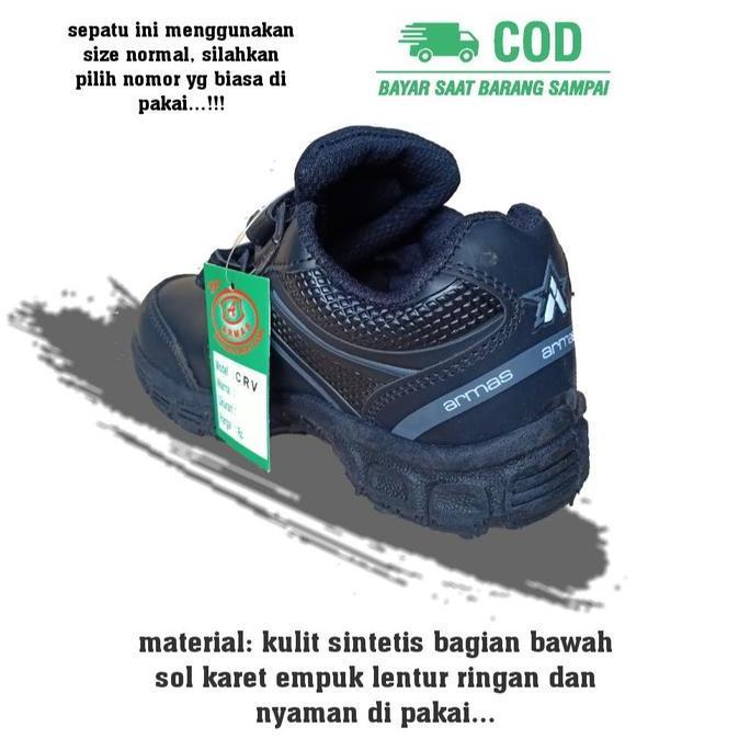 DB274 >> Sepatu Sekolah Anak Laki Laki Perempuan Cewek Cowok Warna Hitam Murah Tali Perekat Rekat Ke