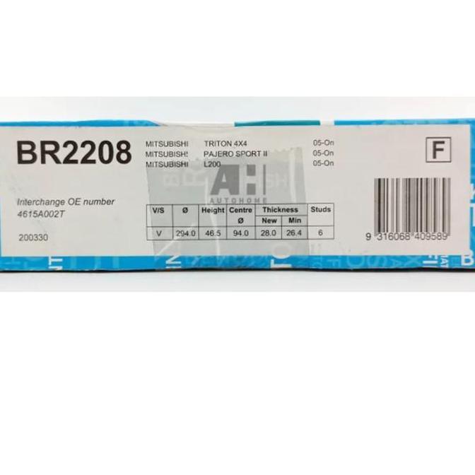 TERBARU - Piringan Cakram Pajero Sport 2008-2015 BENDIX Disc Brake Rotor BR2208