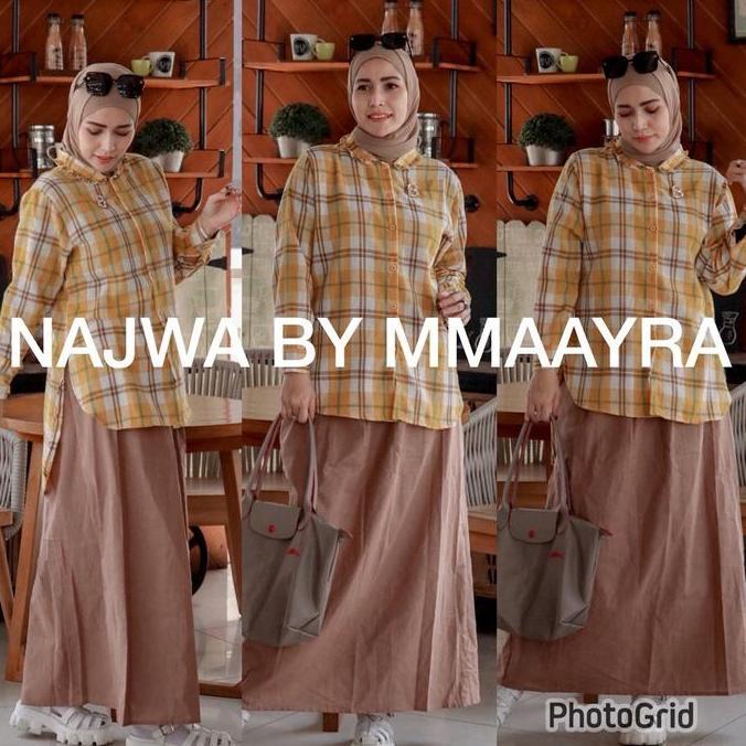 Mmaayra-NAJWA By Mmaayra-Setelan atasan dan rok terbaru Flanel Tunik Wanita Panjang