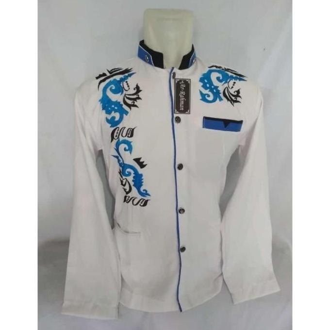 Jasko putih list biru bordir(Jas,Koko,Kemeja,Pria,Muslim)