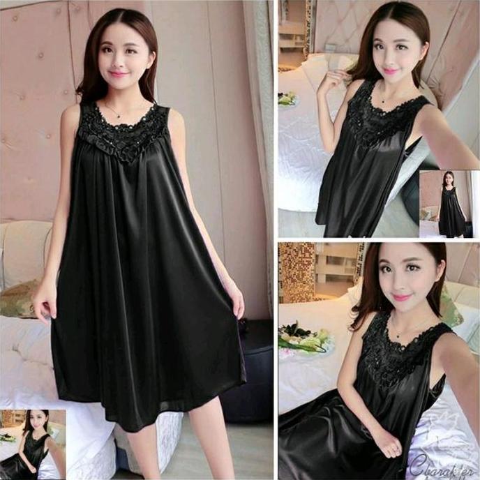 Baju tidur Daster lingerie Happy Satin  XL Panjang Wanita