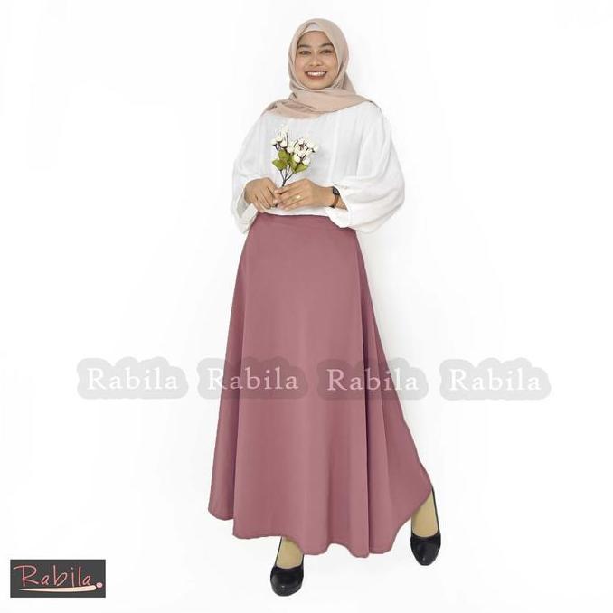 Rok wanita Lebar mode payung - Bahan Waffle Crape - Bawahan Muslim Panjang Pinggang Karet