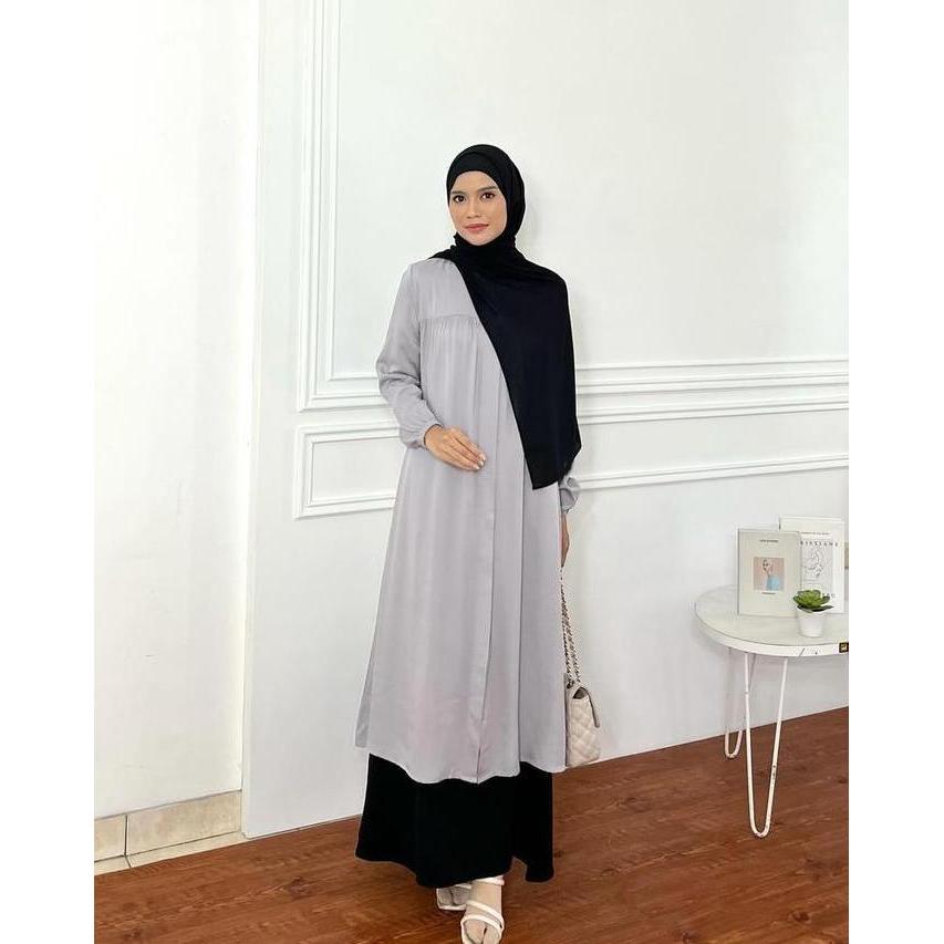 Elmiza - Selma Tunik Bahan Premium Rayon Twill Long Tunik Daily Kantor Kuliah Full Kancing Hidup