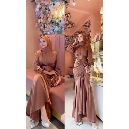 VANYA DRESS DEWASA/SATIN/BRESSMAID/GAMIS SATIN- BISA COUPLE IBU DAN ANAK Baju