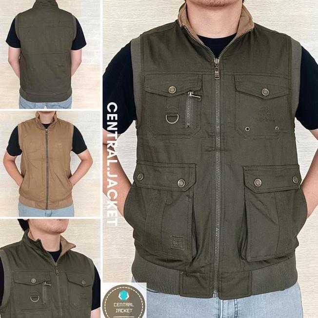 Rompi Jeep Pria Bolak Balik Rompi Kanvas Jeep Rompi Outdoor