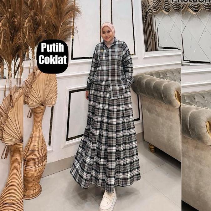 Queenasyari - ILona Set Rok (Tanpa Hijab) Jumbo Motif Flanel Tebal Ld 110-140 cm outfit wanita gemuk