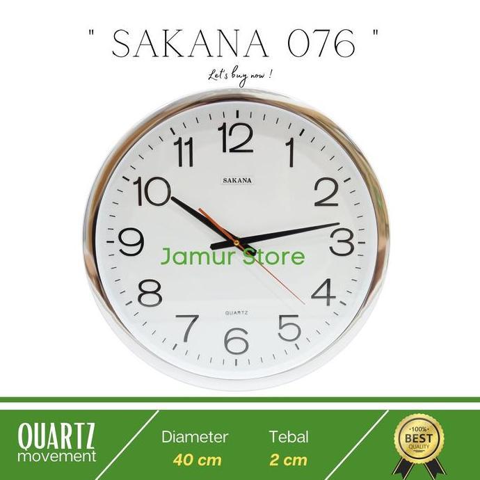 Jam Dinding Sakana 076 Quartz Original 40cm Putih