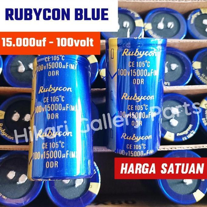 Kapasitor ELKO 15000uf 100volt Rubycon Biru / ELCO 15000uf 100v biru Rubycon 15000 mikro 100volt Blu
