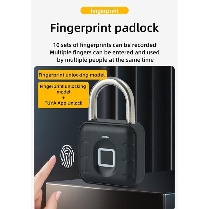 Smart Padlock Gembok Fingerprint Waterproof IP67 Tuya/SmartLife  12 Months Battery SmartLife [terbai