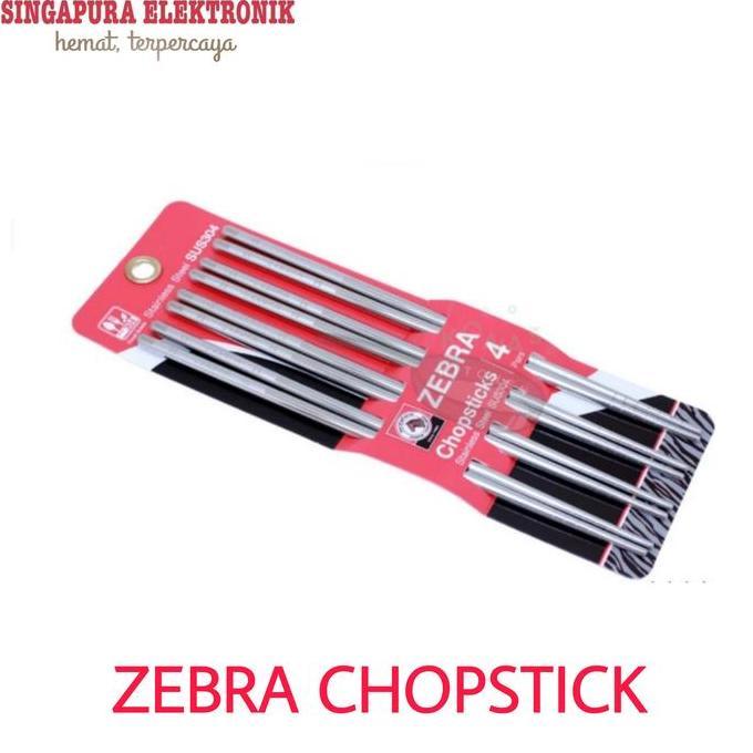 Zebra Stainless Round Chopstick 23,5cm 4 Pairs/Sumpit