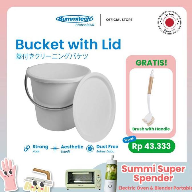 Summitech Ember Putih Tutup Plastik Wadah Penyimpanan Air Tebal Kuat Anti Pecah Kapasitas 10 Liter/E