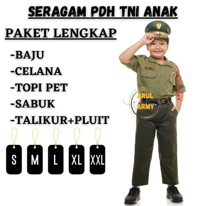 AI172 - BAJU SERAGAM PDH TNI ANAK SERAGAM SEKOLAH TK PAUD PDH TNI AD  AU AL ANAK SETELAN TNI ANAK BA