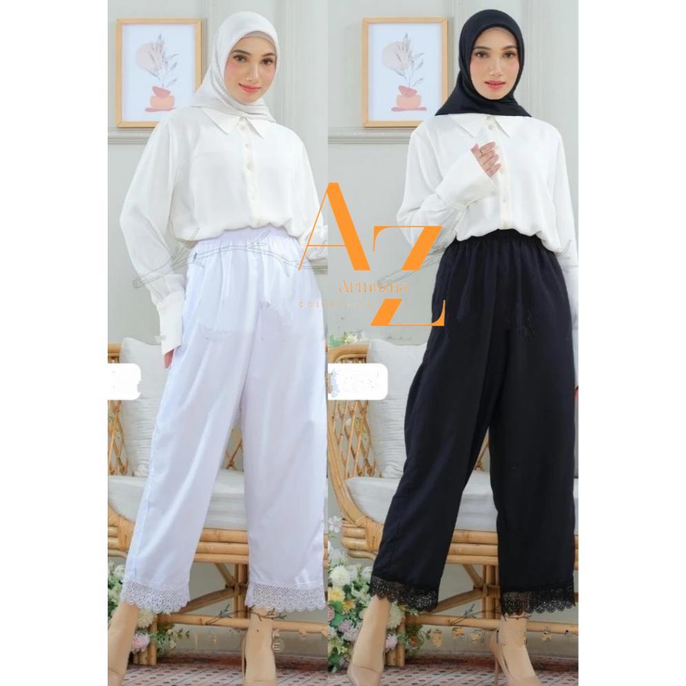 Celana Umroh Haji Wanita Celana Dalaman Gamis Bahan Katun Premium Renda Mewah