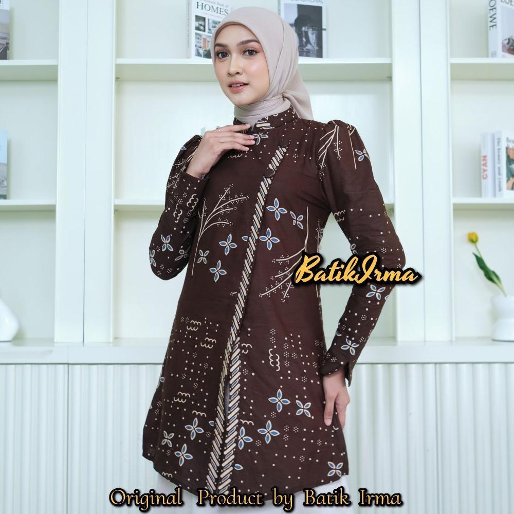 NEW DEALS Atasaan Batik Modern Baju model Janggan Lengan Panjang Tunik Cendana by Batik Irma