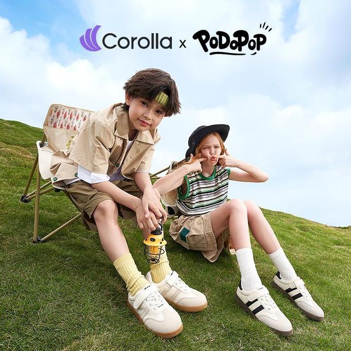 Cuci Gudang  Corolla X Podopop Samba Sepatu Anak Sneakers Kasual Aman Nyaman Antibakteri Warna Hitam