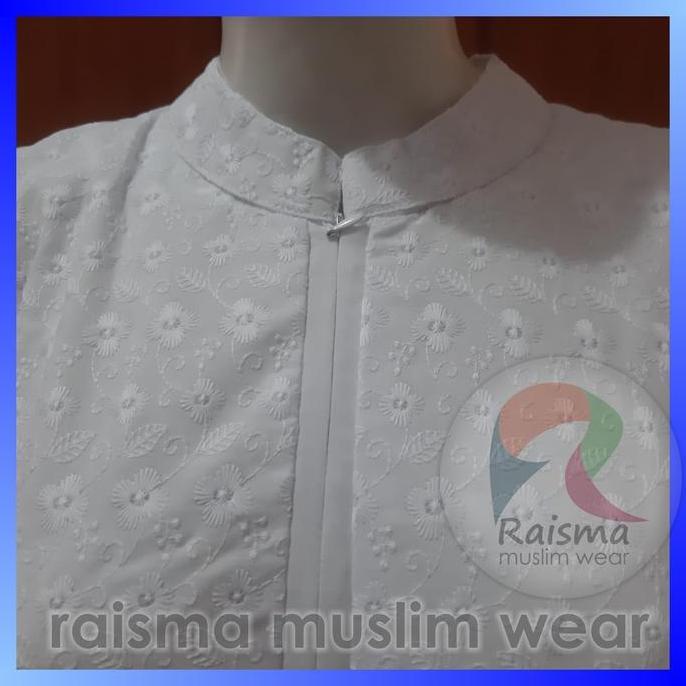 Baju Gamis Putih Rempel Bawah Katun Jepang Bordir / Gamis Putih