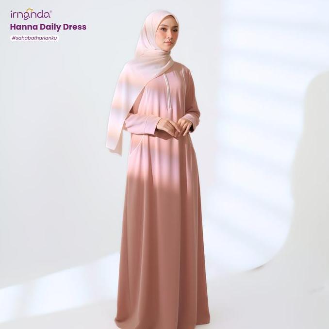 Irnanda Hanna Dress Gamis Polos Wanita Simple Kantong Wudhu Busui Friendly