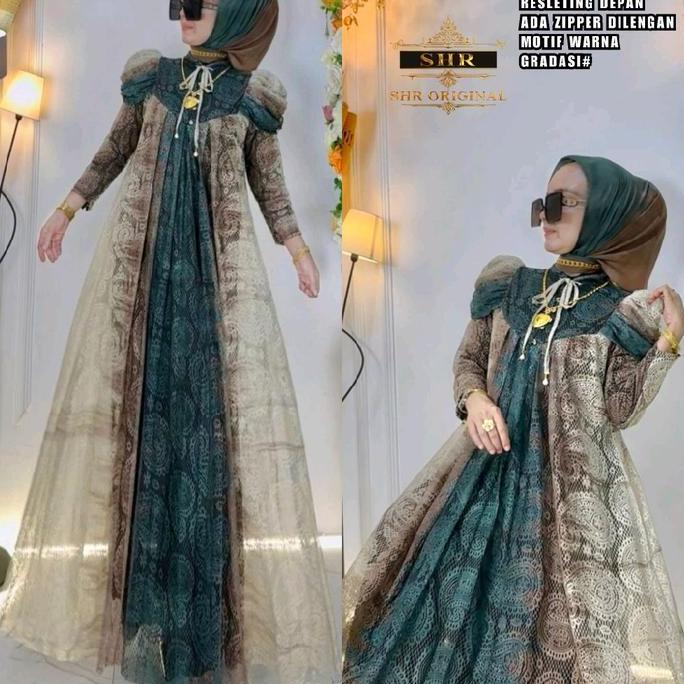 NEWREADY MAXI DRESS INCES KALEM MEWAH 100%ORI SHR