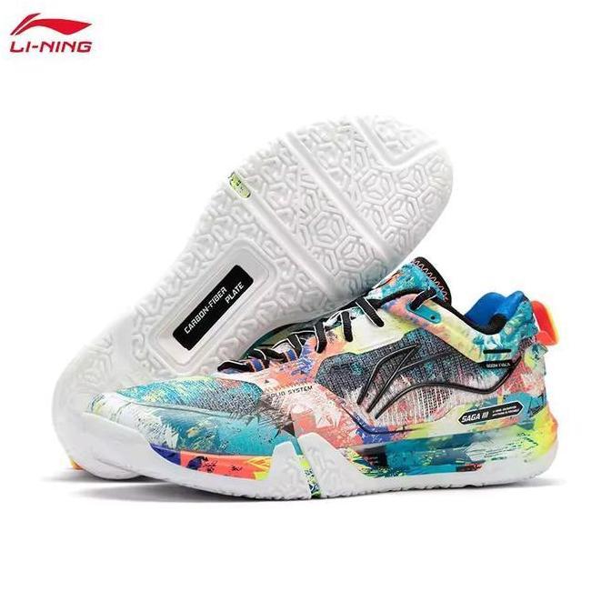 Cuci Gudang New Limited Sepatu Badminton Lining Saga Iii Pro / Saga 3 Pro Ayav001 Scuba Blue / Neon 