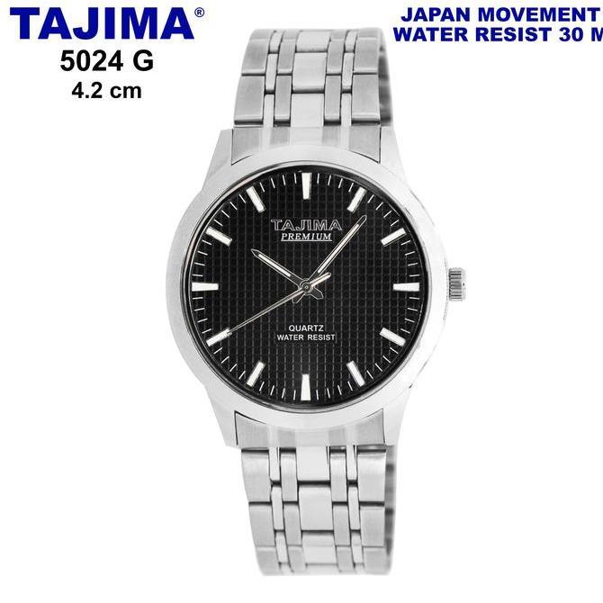 DI36 >> Jam Tangan Analog Pria Tajima Premium 5024 Silver Stainless Steel Water Resist 3 ATM Garansi