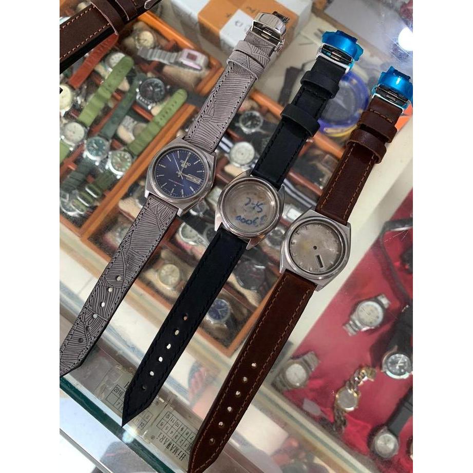 DE85 - STRAP TALI JAM TANGAN SEIKO 19 MM KULIT ASLI BUCKLE BUTTERFLY
