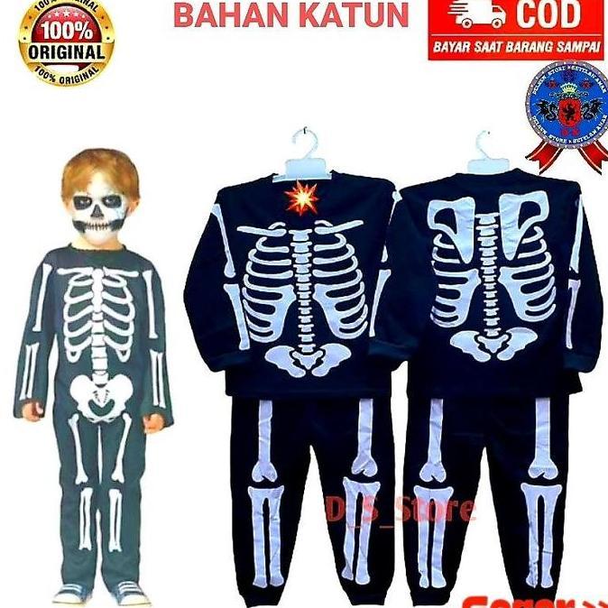 Awet Kostum Baju Anak Halloween Tengkorak Untuk Anak 2-10 Tahun Bisa Cod