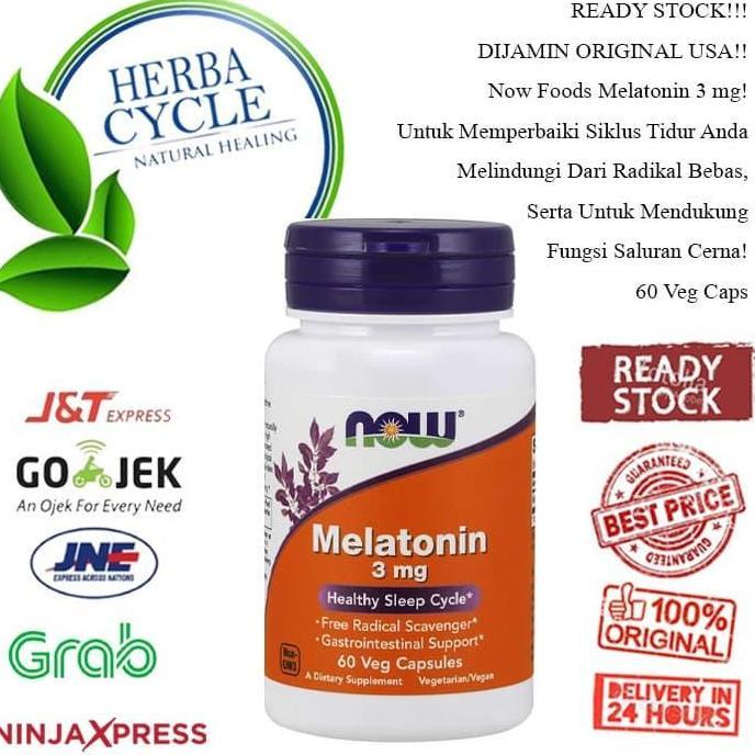Now Food Melatonin 3mg 60 VegCap Atasi Susah Tidur Now Melatonin USA