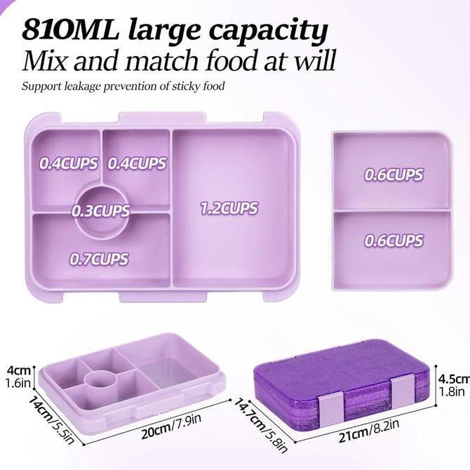 Kotak Makan Bento Glitter Shimmer/Bento Lunch Box Ukuran Besar Mewah