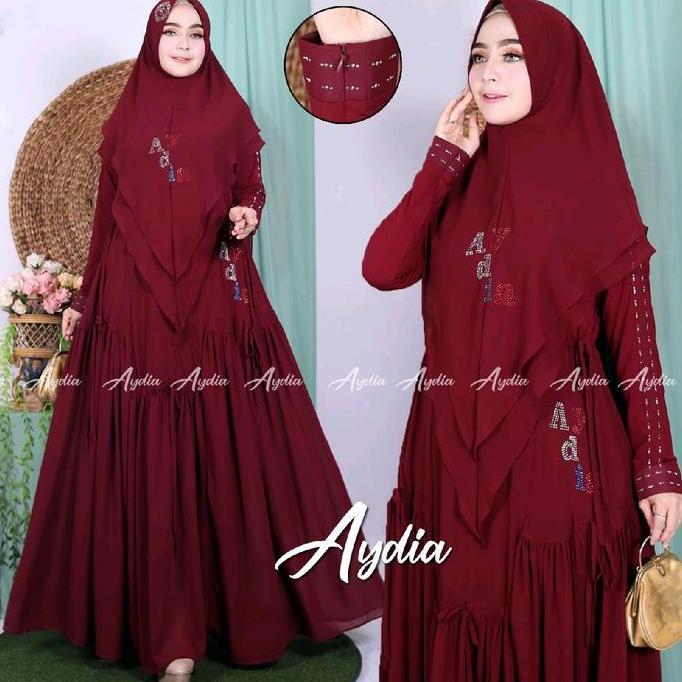 Veronica Afrin Syar'i LD100-120 PB140 Busui Set Jilbab Jumbo Gamis Syar'i Murah Polos Setrip Hitam C