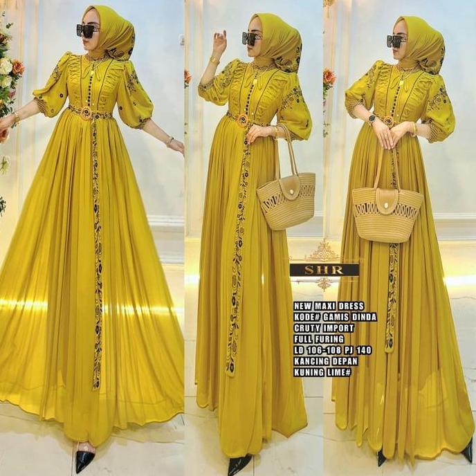 NEW SHR MAXI DRESS DINDA BORDIR CERUTY BUNGA ORI SHR 1%