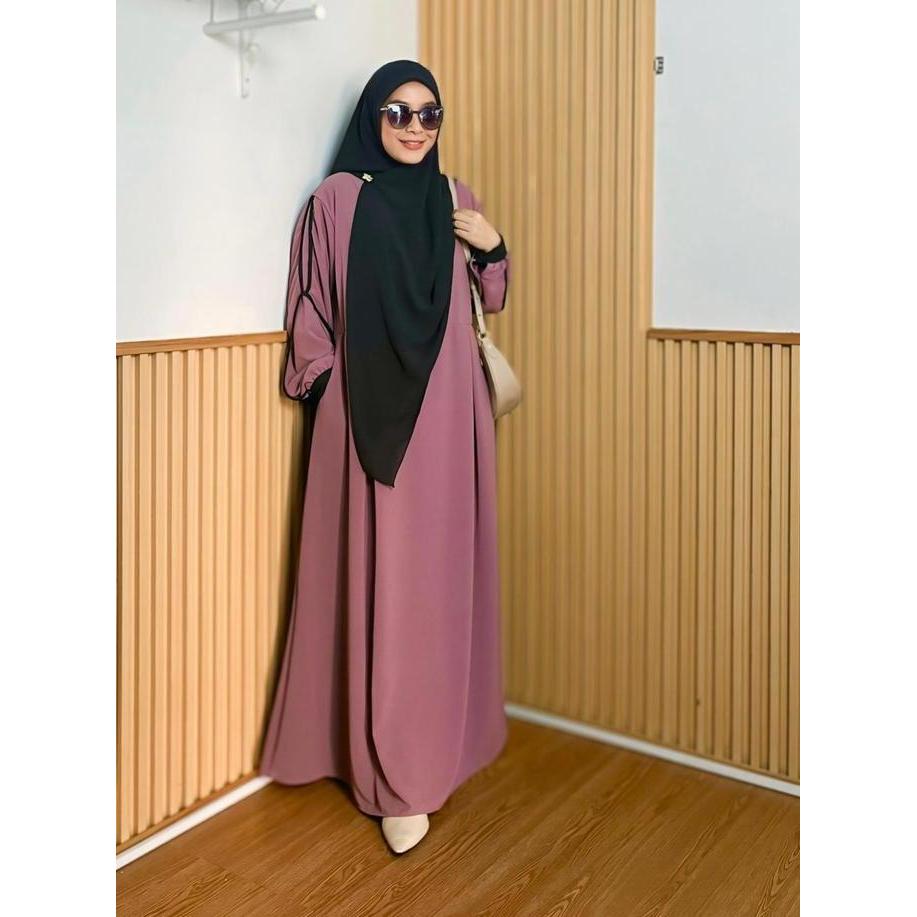 Nara Collection - Gamis Dress Nadira Free Hijab Instan Simple Elegan Mewah Wanita Muslim Pesta Dewas