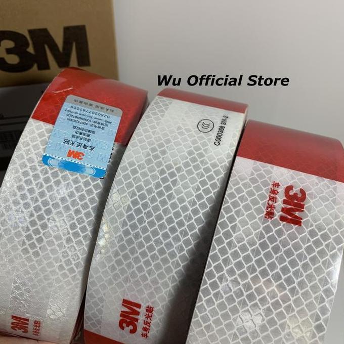 Stiker Reflektor Merah Putih 3M Sticker Reflektif Pantul Cahaya Truk