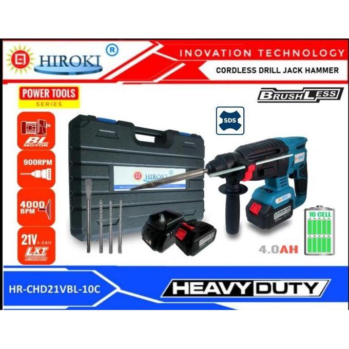HIROKI Cordless Rotary Hammer / Bor Hammer Brushless 4 AH 21v