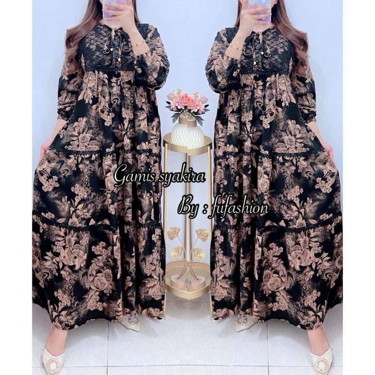 Fu-Gamis Syakira Rayon Twill Bunga Renda Premium