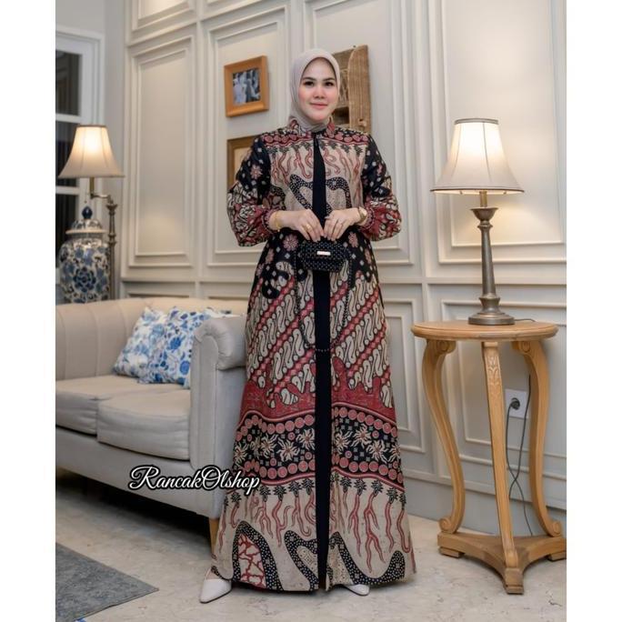 BAJU GAMIS BATIK PESTA KOMBINASI JETBLACK DRES BATIK KONDANGAN GAMIS SERAGAMAN PESTA