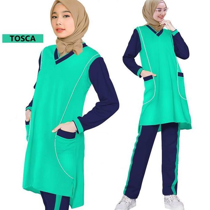 1SET STELAN BAJU SENAM MUSLIM KOMBINASI SYAR'I MUSLIMAH SPORT OLAHRAGA JOGING YOGA TENIS SEPEDA WANI