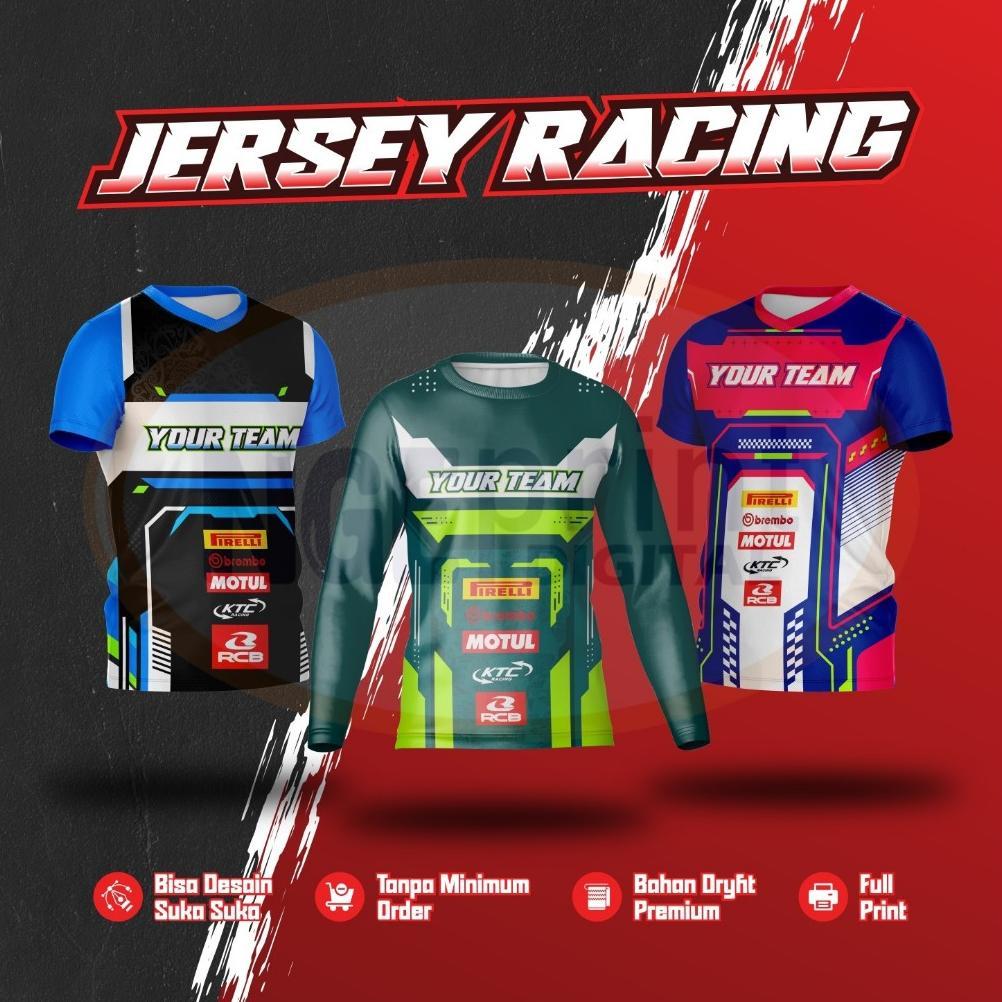 Baju Jersey Racing Hits Kekinian Bisa Custom Design Suka-suka / Jersey Racing Pria Wanita / Jersey R